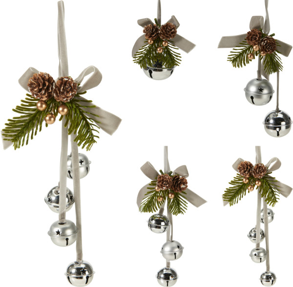 Christbaumschmuck Hänger GLÖCKCHEN in silberfarben aus Mischgewebe