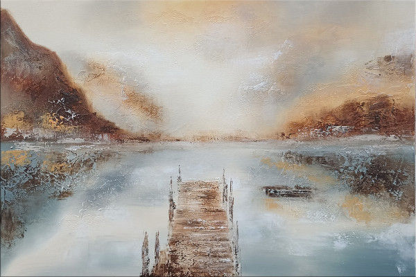 Originalbild THE LAKE in beige aus Holz