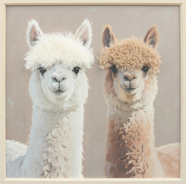 Leinwandbild BEST LAMA BUDDIES in beige aus Holz