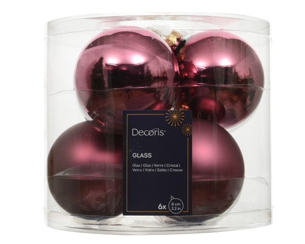 Weihnachtskugel-Box DUNKELROSA in rose aus Glas