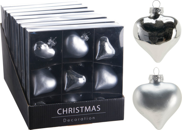 Weihnachtskugel-Box HERZEN in weiß aus Glas