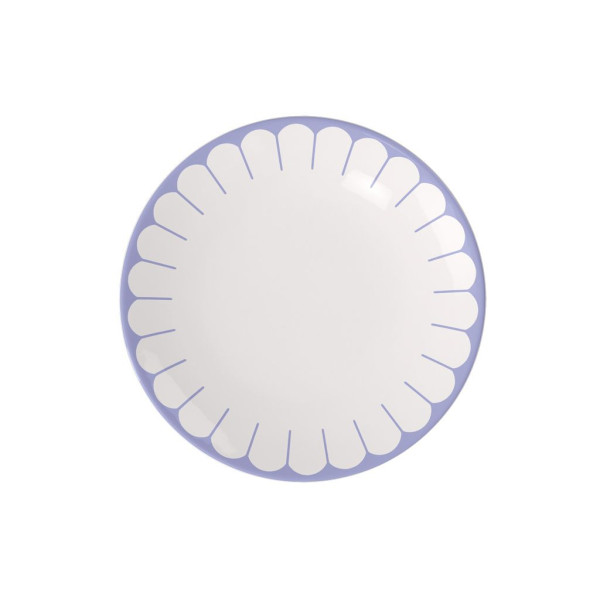 Speiseteller FLEUR bleu in weiß aus Bone China