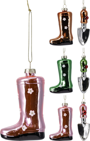 Weihnachtskugel GARTENWERKZEUG in mehrfarbig aus Glas