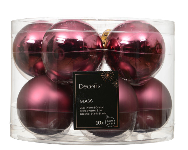 Weihnachtskugel-Box DUNKELROSA in rose aus Glas