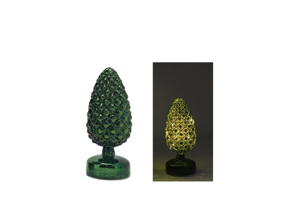 Zapfen LED in grün aus Glas