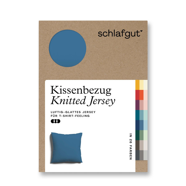 Kissenbezug Knitted Jersey in blau aus Mischgewebe