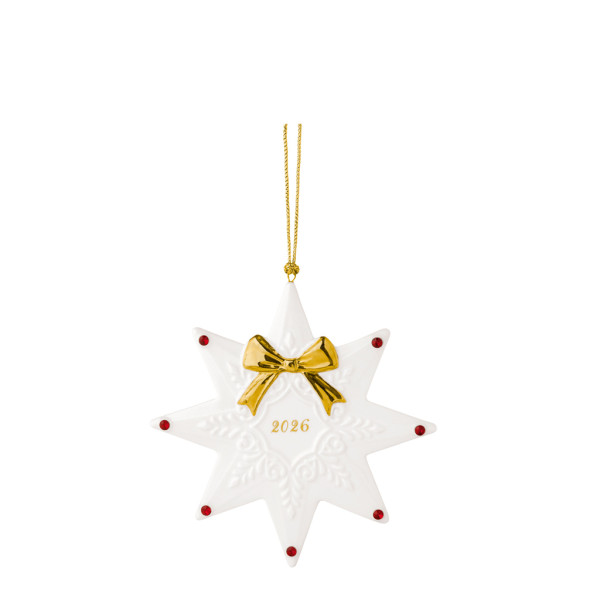 Ornament Stern 2026 in goldfarben aus Bone China