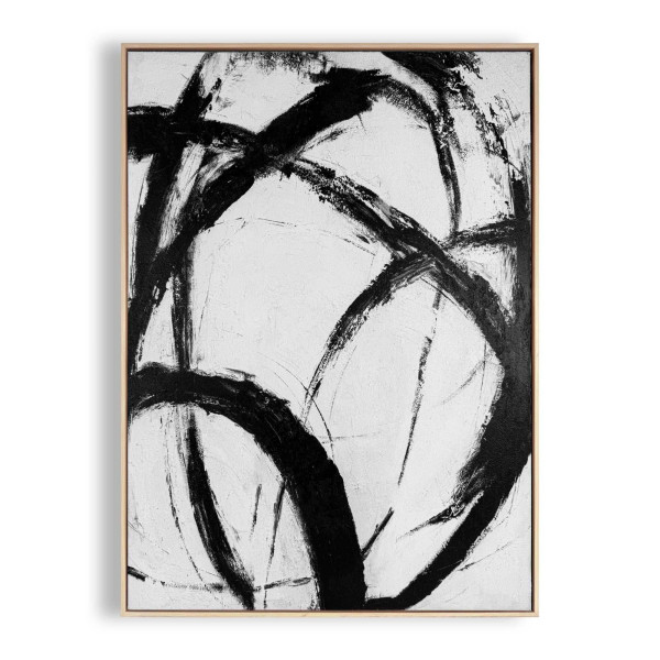 Leinwandbild SCHWARZE LINIEN in schwarz/weiß aus Materialmix