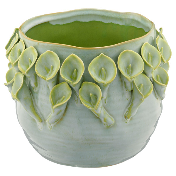 Übertopf in hellgrün aus Keramik