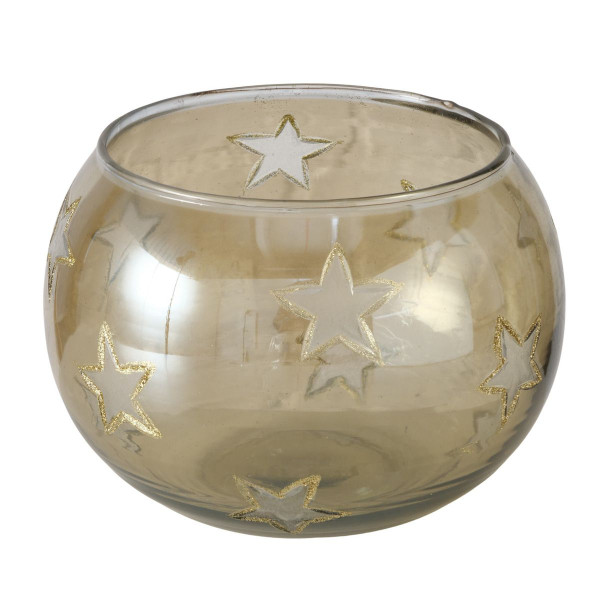 Windlicht GORGINA in beige aus Glas