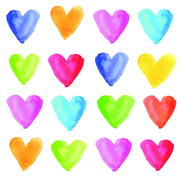 Servietten Aquarell HEARTS in mehrfarbig aus Papier