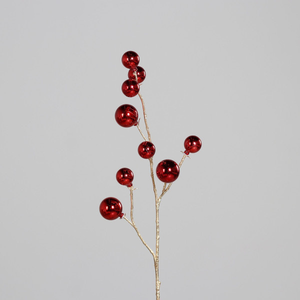 Weihnachtskugel-Zweig in rot aus Kunststoff