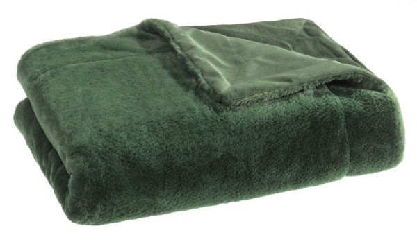 Wohndecke FELLOPTIK in grün aus Polyester