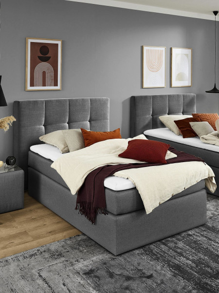 Boxspringbett vito SOMO in silbergrau aus Stoff