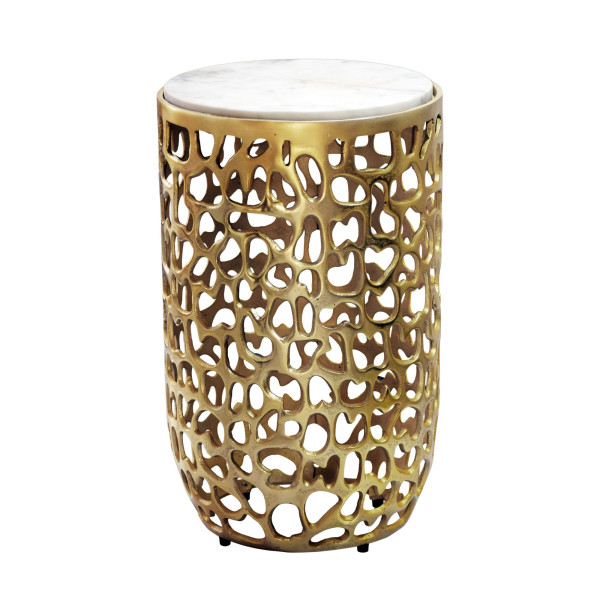 Beistelltisch in goldfarben aus Materialmix