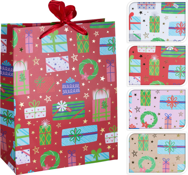 Geschenktasche GESCHENKE in mehrfarbig aus Papier