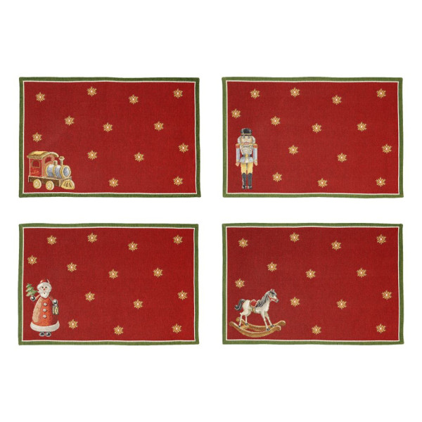 Platzset-Set Toy\\\'s Delight in rot aus Bone China