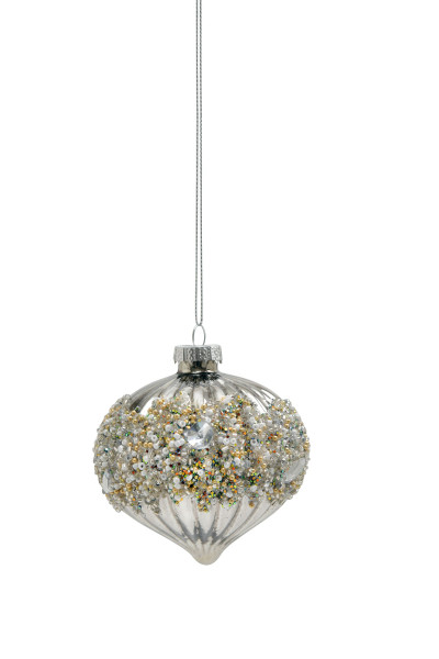Weihnachtskugel Zwiebel PEARLS in schwarz aus Glas