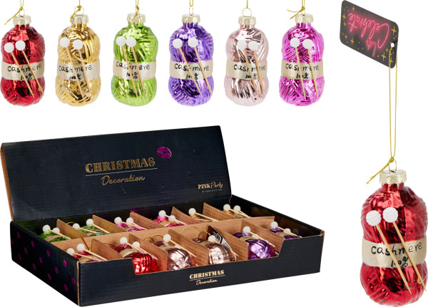 Weihnachtskugel WOLLKNÄUEL in mehrfarbig aus Glas