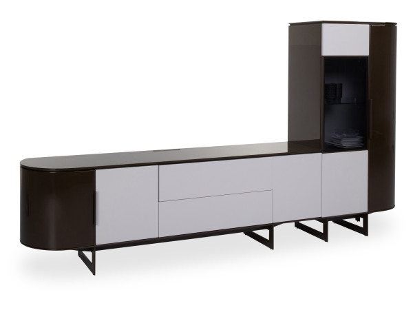 Wohnwand ZEFERINO TERNI in braun aus Hochglanz