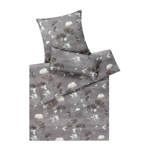 Bettwäsche GISELE Satin in grau aus Baumwolle