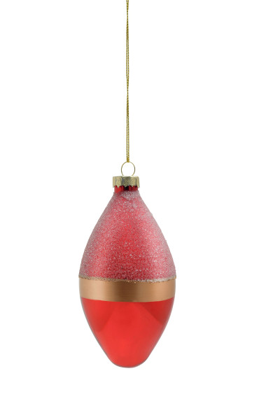 Weihnachtskugel Zapfen GOLDEN STRIPE in rot aus Glas