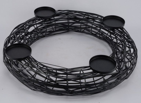 Kerzenhalter Kranz in schwarz aus Metall