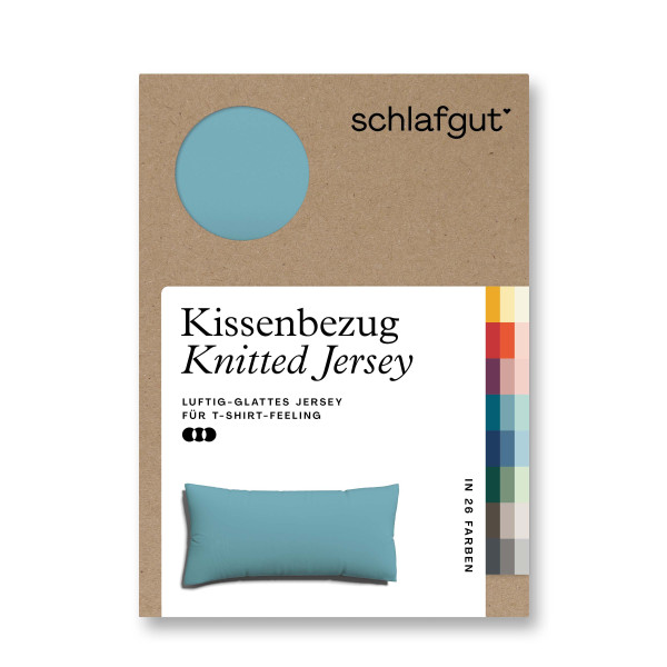 Kissenbezug Knitted Jersey in petrol aus Mischgewebe
