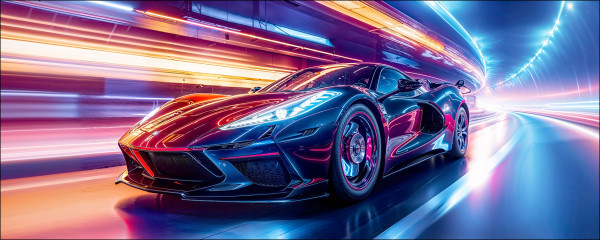 Glasbild NEON CAR