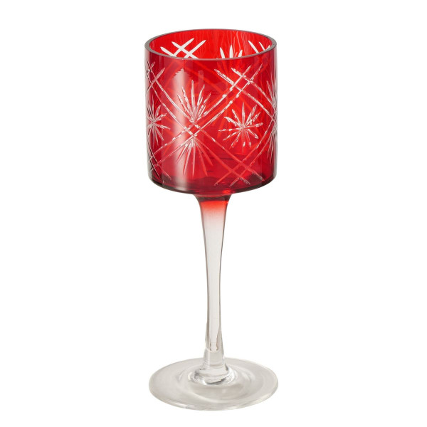 Windlicht CARVO in rot aus Glas