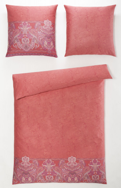 Bettwäsche Satin VITERBO R7 in koralle aus Baumwolle