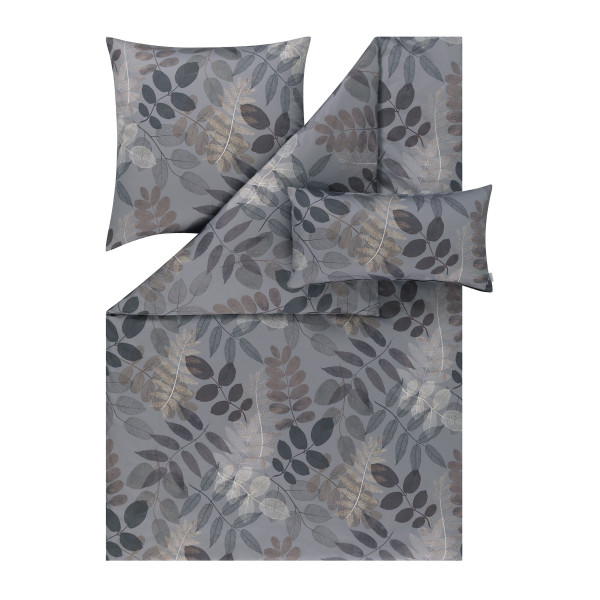 Bettwäsche MALOU Mako-Satin in grau aus Baumwolle