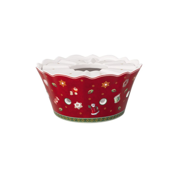 Stövchen Toy\\\'s Delight in weiß/rot aus Bone China