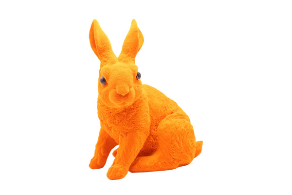 Hase FLOCKY in orange aus Polyresin