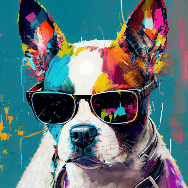 Glasbild DOG WITH SUNGLASSES I