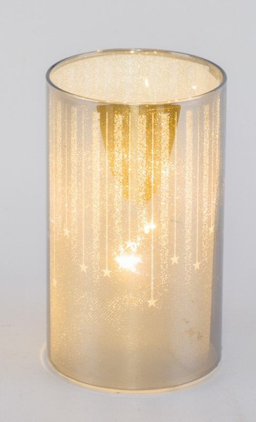 Windlicht LED in silberfarben aus Glas
