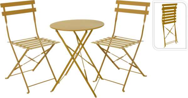 Bistrotisch-Set in gelb aus Metall