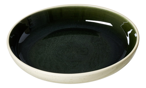 Servierschale SKOG in beige/grün aus Steingut