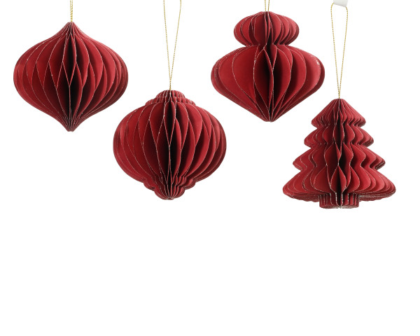 Christbaumschmuck Hänger ORNAMENT in rot aus Papier