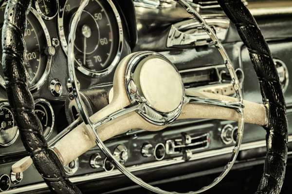 Akustikbild OLDTIMER LENKRAD aus Materialmix