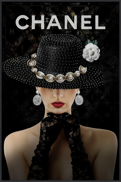 Bild LADY WITH RED LIPS in schwarz aus Kunststoff