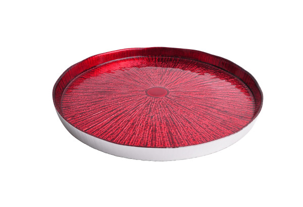 Deko-Teller mit Rand in rot aus Glas