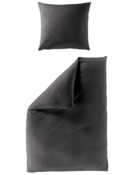 Bettwäsche Mako-Satin grafit aus Baumwolle