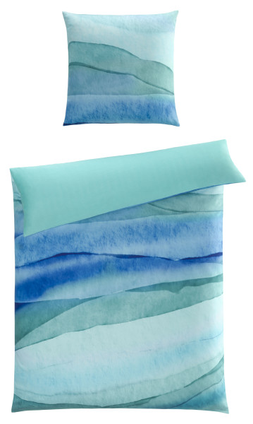Bettwäsche IVY Satin in blau aus Baumwolle