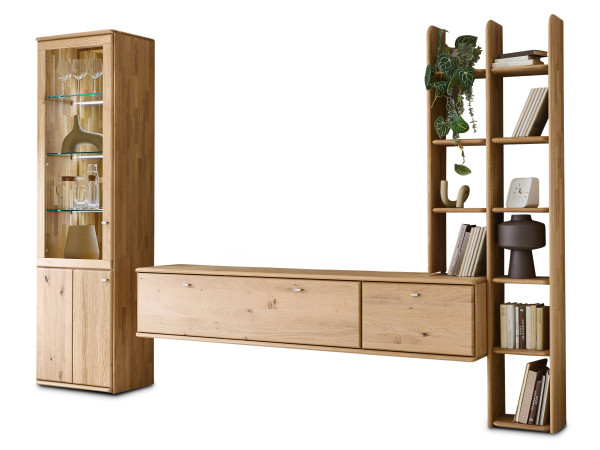 Wohnwand MONDO ABANDO in Wildeiche aus Massivholz