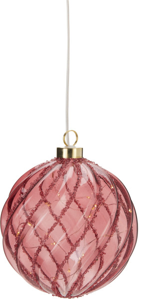 Weihnachtskugel LED in rot aus Glas