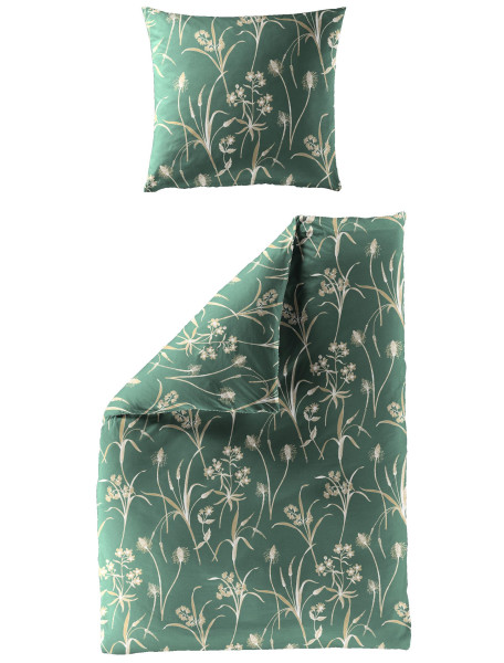 Bettwäsche Mako-Satin petrol aus Baumwolle