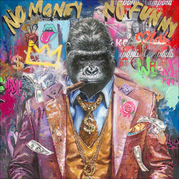 Originalbild CRAZY GORILLA III in mehrfarbig aus Holz