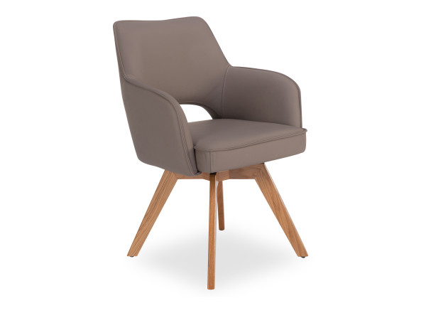 Armlehnstuhl HARPER DIDIM in taupe aus Leder