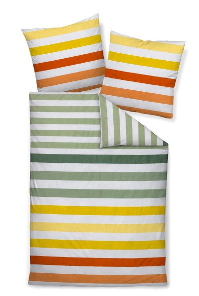 Bettwäsche J. D. Mako-Satin in gelb aus Baumwolle